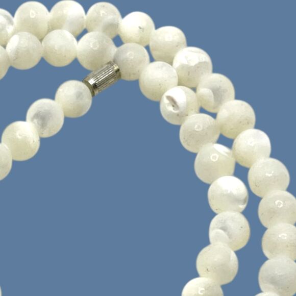 Vintage Mother of Pearl Necklace Balamuti Nacre Beads MOP 20" Natural Minimalist - Picture 7 of 9